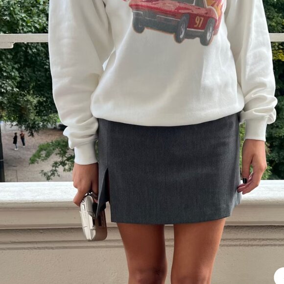 Djerf Avenue Must Have Mini Skirt Grey XXS Scandi Office Chic - Picture 2 of 6